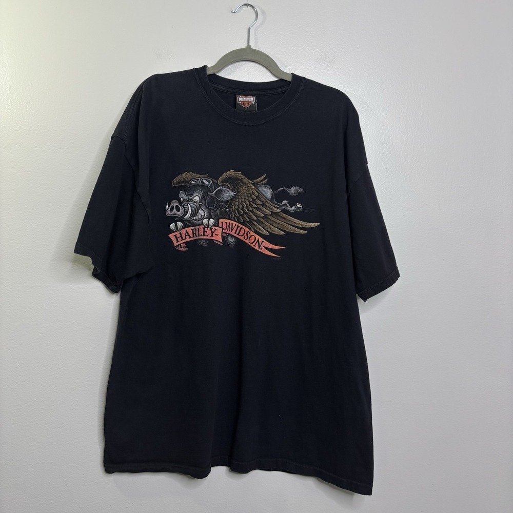 Harley Davidson Boar Hog Motor Cycle T-Shirt Size 2XL Mad River Sandusky Ohio